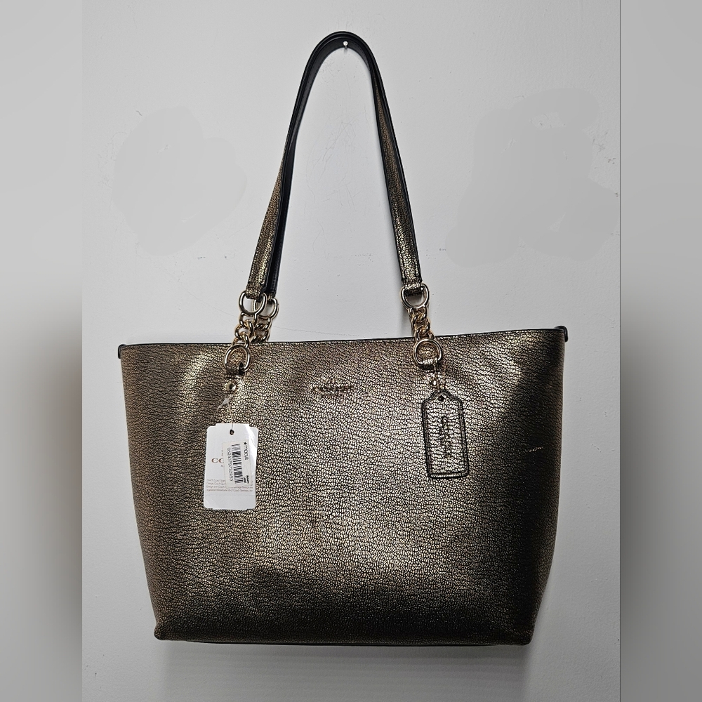 Elegant Metallic Tote Bag COACH Sophia Medium